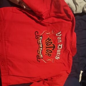 Von Dutch Red Bomber Jacket with Graphic Logo